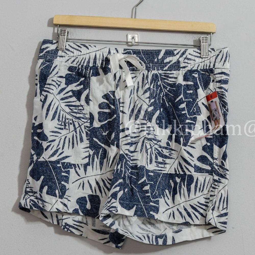 NWT Nautica Ladies' Linen Blend Pull-On Short in Multi - Picture 2 of 5
